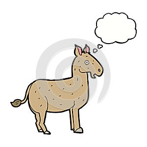 cartoon mule with thought bubble