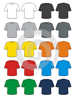 cartoon multicolored t-shirt template front back logo design empty style set stock image