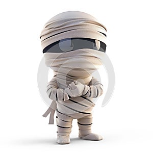 Cartoon mummy character stands with arms crossed photo