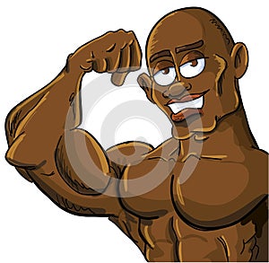 Cartoon muscle man flexing his bicep