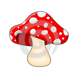Cartoon mushroom toadstool isolated on white background