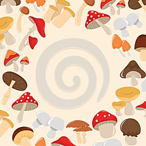 Cartoon Mushrooms Nature Copy Space Background