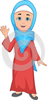 Cartoon Muslim girl waving