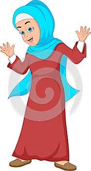 Cartoon Muslim girl waving