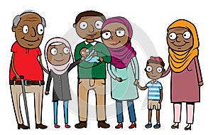 Cartoon muslim immigrant family