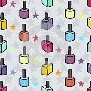 Cartoon Nail varnish Seamless background