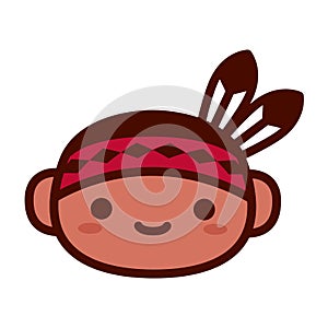 Cartoon Native American Emoji Icon Isolated