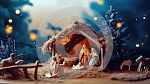 Cartoon Nativity Illustration: Jesus\'s Birth - Generative AI