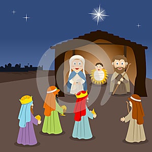 Cartoon Nativity Scene