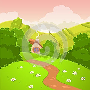 Cartoon nature country landscape