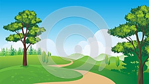 Cartoon Nature landscape with Beautiful scene