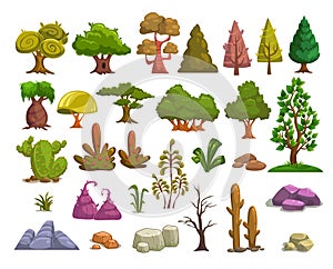 Cartoon nature landscape elements