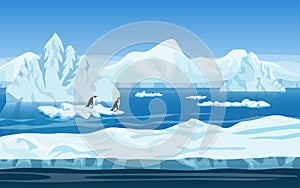 Cartoon nature winter arctic ice landscape