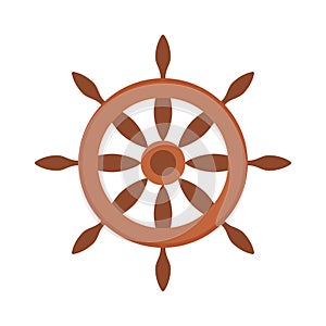Cartoon nautical ship's helm. Vintage marine ship's wheel.