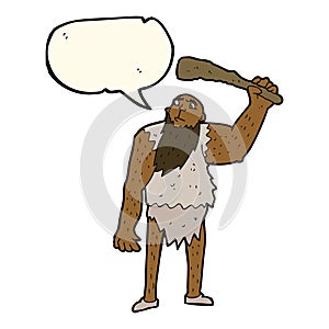 cartoon neanderthal with speech bubble