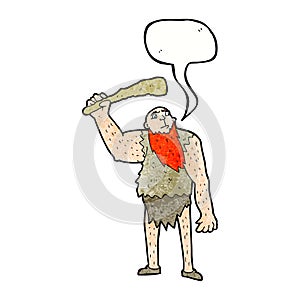 cartoon neanderthal with speech bubble