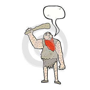 cartoon neanderthal with speech bubble