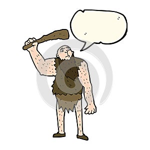 cartoon neanderthal with speech bubble