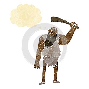 cartoon neanderthal with thought bubble