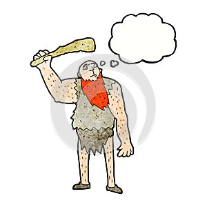 cartoon neanderthal with thought bubble