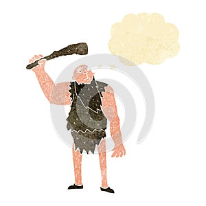 cartoon neanderthal with thought bubble