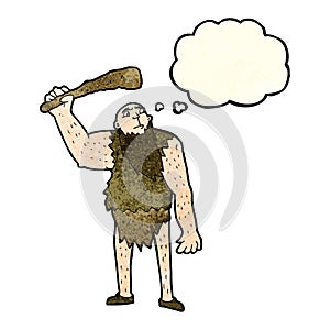 cartoon neanderthal with thought bubble