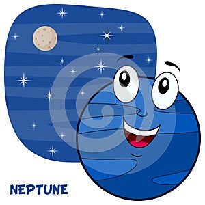 Cartoon Neptune Planet Character