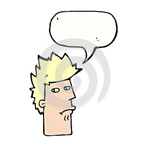 cartoon nervous expression with speech bubble