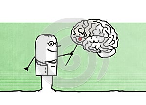Cartoon neurologist with brain