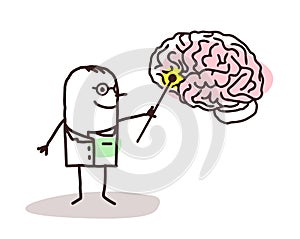 Cartoon neurologist with brain photo