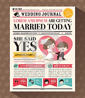 Cartoon Newspaper Wedding Invitation card Design