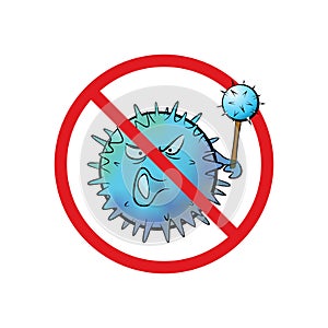 Cartoon no virus hygienic cute sign photo