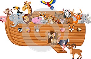 Cartoon noah ark with animals