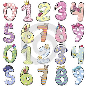 Cartoon Numbers isolated on a white background