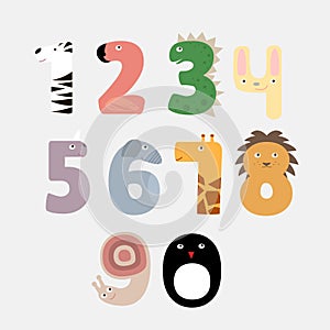 Cartoon numbers like animals