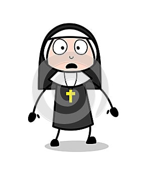 Cartoon Nun Anguished Face Expression Vector photo