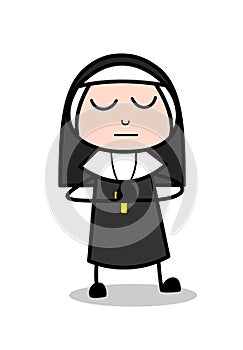 Cartoon Nun Expressionless Face Vector