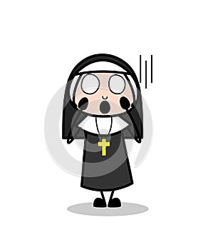 Cartoon Nun Screaming in Fear Vector