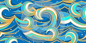 Cartoon ocean waves seamless background