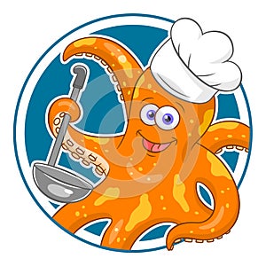 Cartoon octopus chef