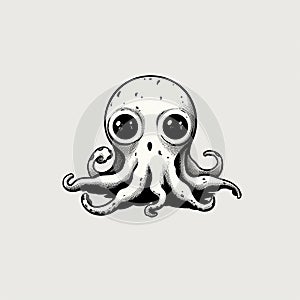 Cartoon Octopus: A Dark And Cute Minimalist Portrait