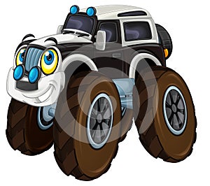 Cartoon off road police car looking like monster truck