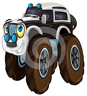Cartoon off road police car looking like monster truck