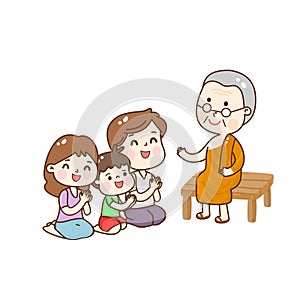 Cartoon Offering to Buddhist.