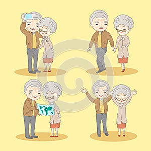 Cartoon old couple lifestyle