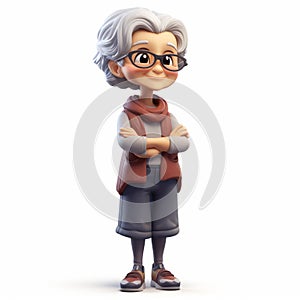 Cartoon Old Lady Figurine: Vancouver School Style With Youthful Protagonists