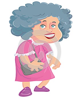 Cartoon old lady with a handbag