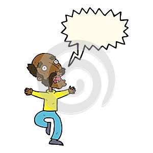 cartoon old man having a fright with speech bubble