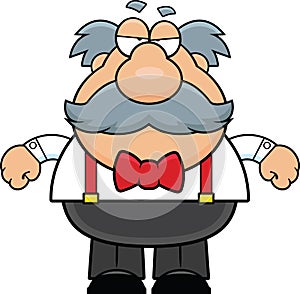 Cartoon Old Man With Mustache Grumpy