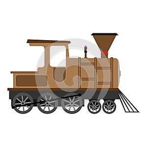 Cartoon Old steam locomotive, vector illustration